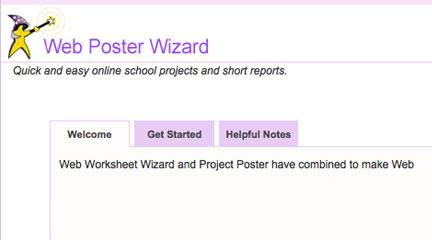Screenshot, home page, Web Poster Wizard