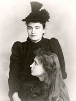 Photo, Anne Sullivan stands with Helen Keller, c. 1893, AFB
