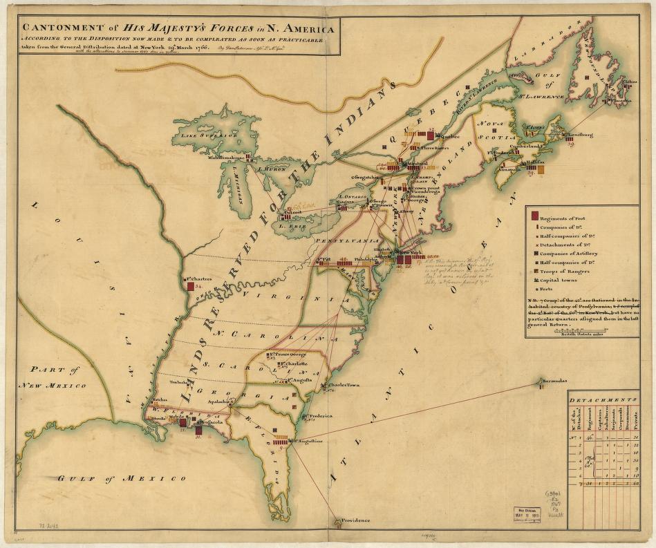 “Map of British Forces in North America” (1766)