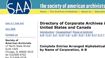 Directory of Corporate Archives in the United States and Canada