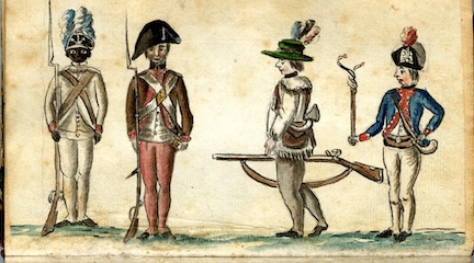 1st Rhode Island Regiment. Soldiers in Uniform. c. 1781.
