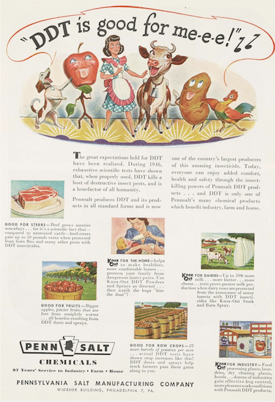 DDT Poster by the Penn Salt Chemicals Manufacturing Company. Poster touts the many beneficial uses of DDT.