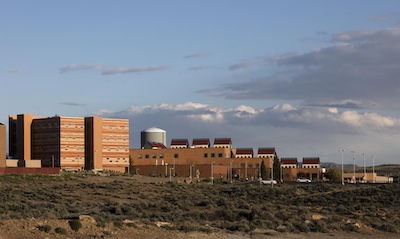 Far away view of Western Wyoming Community College’s campus showing some of the taller brick buildings there.