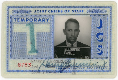 Ellsberg’s Joint Chiefs of Staff ID card