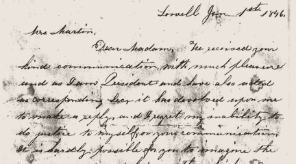 Women's Rights: Sarah Bagley Letters