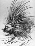 India ink on watercolor board, "A federal bayonette and saber Lodge porcupine," Thomas Nast, June 25, 1892, Library of Congress India Ink, ". . . Lodge. . . ," Thomas Nast, June 25, 1892, Library of Congress