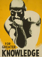 Silkscreen, "For greater knowledge on more subjects use your library often!," Federal Art Project, 1940, Library of Congress Silkscreen, "For greater knowledge. . . ," Federal Art Project, 1940, LoC