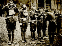 Our Boys in France Learning to Correctly Use Gas Masks American soldiers learning how to use gas masks