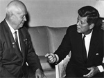 1961, U.S. Department of State, John F. Kennedy Presidential Library, Boston 1961, B&W photo, Meeting in Vienna: JFK and Khrushchev, Presidential Library