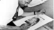 Photograph, Dox Thrash Signing an Impression of his Aquatint Shipfitters, June 26, 1941, Jerome Rolland, FWA: WPA, Philadelphia Museum of Art. Photo, Dox Thrash Signing an Impression..., June 26 1941, J. Rolland, FWA:WPA.