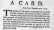 Broadside, A card, New York, 1774, LoC, rbpe 10700100 Broadside, A card, New York, 1774, LoC, rbpe 10700100