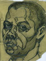 Graphite and brown pencil, "Self-portrait," Dox Thrash, Early 1930s Graphite and brown pencil, "Self-portrait," Dox Thrash, Early 1930s