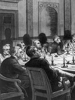 Print, Washington, D.C.--the Electoral Commission holding a secret session by candle-light, on the Louisiana question, February 16., From Frank Leslie's illustrated newspaper, v. 44, no. 1119, March 10, 1877, p. 9 Print, Washington, D.C.--the Electoral Commission...
