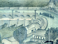 Watercolor, "Erie Canal. Watercolor of an Aqueduct Over a River," Canal Society of New York State Watercolor, Erie Canal. an Aqueduct Over a River, Canal Society of NY.