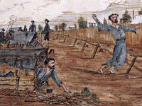 Watercolor, The Dead Line, Andersonville Prison, Ga., Knox Sneden, 1861-1864 Watercolor, The Dead Line, Andersonville Prison, Ga., Knox Sneden