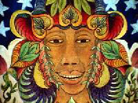 Introductory graphic, The Angel that Stands by Me: Minnie Evans' Paintings, Folkstreams Introductory graphic, The Angel that Stands by Me. . ., Folkstreams