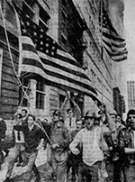 Photo, Construction Workers with American Flag, New York Times Photo, Construction Workers with American Flag, New York Times
