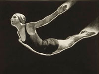 Lithograph, "Swan dive," Mabel W. Jack, 1939. Lithograph, "Swan dive," Mabel W. Jack, 1939.