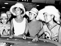 Photo, "The Kim Sisters at a table in Reno" Photo, "The Kim Sisters at a table in Reno"