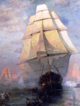 Oil on canvas, 1884, USS Constitution Escaping from the British, July 1812, Julian O. Davidson, USS Constitution Museum Oil on canvas, 1884, USS Constitution. . . , Davidson, USS Constitution Museum